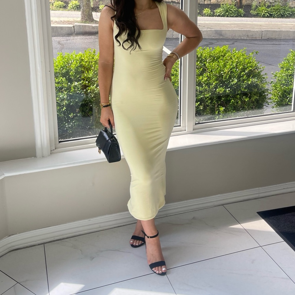 Midi Pale Yellow Oh Polly Dress